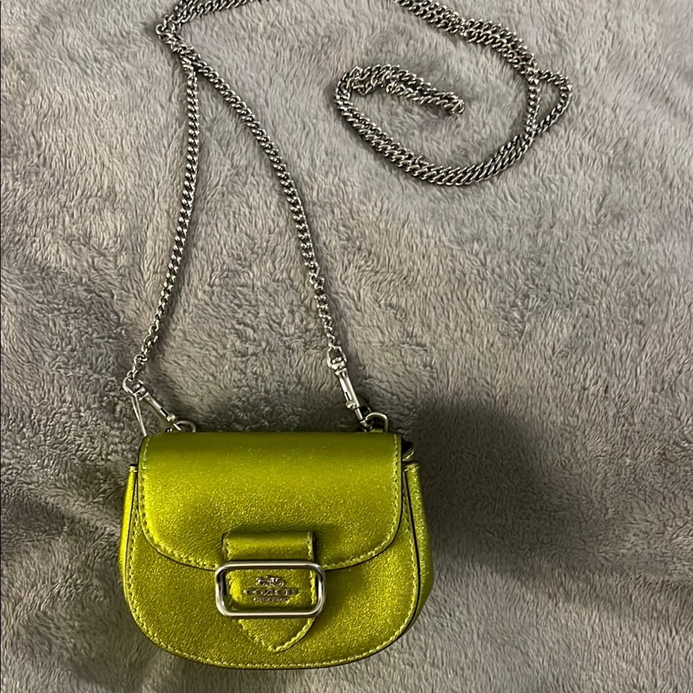 NEW Coach Green and Silver Mini Crossbody Bag
